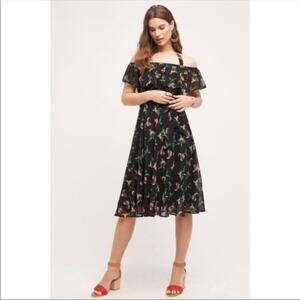 knee length dresses for ladies By Anthropologie Long-Sleeve V-Neck Faux Leather Satin Midi Dress